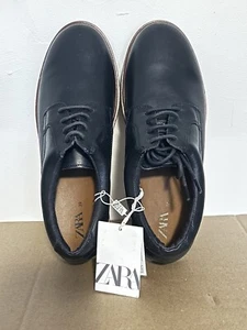 ZARA BOYS Leather Dress Shoes Navy Size 6 NWT - Picture 1 of 5