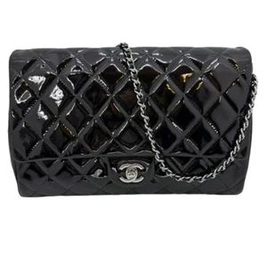 CHANEL New Clutch With Chain Black Patent - Picture 1 of 12