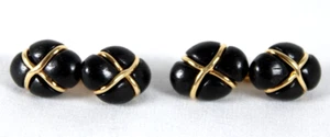 Gemelos de doble cara de alambre de ébano negro y oro amarillo de 18 quilates SULKA - Imagen 1 de 5