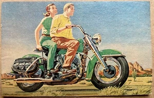1953 HARLEY-DAVIDSON BIG TWIN MOTORCYCLE ADVERTISING PROMOTIONAL DEALER POSTCARD - Picture 1 of 3