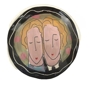 Sandra Magsamen Signed Pottery Plate Bowl - Picture 1 of 7