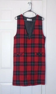 Vintage Fundamental Things plaid deep v-neck sleeveless mini dress sz med - Picture 1 of 2