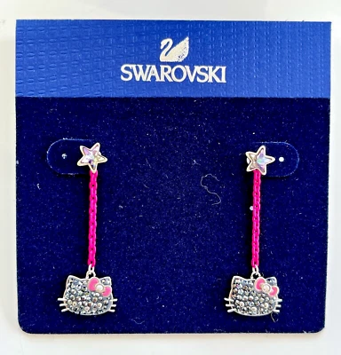 Pendientes colgantes Swarovski Sanrio Hello Kitty rosa con pedrería NUEVO Foto 1 de 4