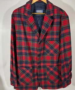 Vtg Pendleton Prince Charles Edward Stewart Tartan Plaid Blazer Jacket Sz L USA - Picture 1 of 9