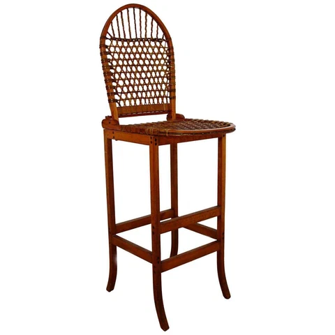 Mid Century Modern Carl Koch for Vermont Tubbs Sno Shu Bar Stool Raw Hide 1950s Cover