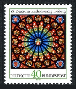 Germany 1278 two stamps, MNH. Michel 977. Rose Window, Freiburg Cathedral, 1978. - Picture 1 of 1