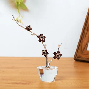 Figura de cristal marrón flor de ciruela vidrio adorno pisapapeles decoración de mesa - Imagen 1 de 11