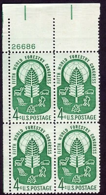 Scott #1156 World Forest Congress Plate Block of 4 Stamps - MNH P#26686 - Image 1 of 2