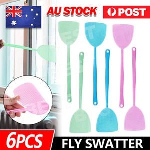 6 Pcs Plastic Fly Swatter Manual Swat Pest Control with Long Handle Assorted AU - Picture 1 of 9