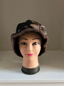 Women’s Girls Winter Warm Knit Cloche Hat With Crochet Flower Double Layer - Picture 1 of 52