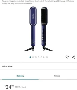 Advanced Negative Ionic Hair Straightener Brush with 9 Temp Settings LED Display - Picture 1 of 7