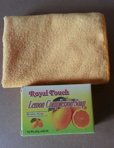 ROYAL TOUCH ZITRONE TEINT Seife 4,41 Unzen PLUS Microderm Tuch Posten Paket - Bild 1 von 4