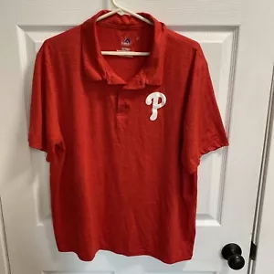NEW Philadelphia Phillies Shirt Mens XL Red Polo Majestic Coolbase (L1) - Picture 1 of 5
