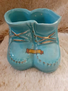 Vintage Keramik Baby Beute Übertopf Kinderzimmer Junge 23K Goldrand WV Blaustein Dam - Bild 1 von 4