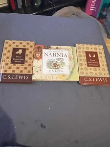 3 C S LEWIS HC MINI BOOKS-WHAT CHRISTIANS BELIEVE-PAVED WITH GOOD-WISDOM NARNIA - Picture 1 of 13