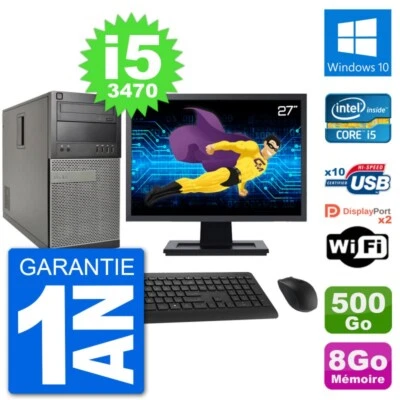 PC tour DELL 7010 Bildschirm 27 " Intel i5-3470 RAM 8Go Scheibe 500Go Windows 10 - Bild 1 von 3