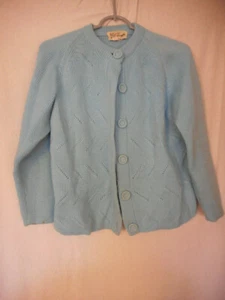 Vintage Gr. M babyblau Pullover Strickjacke Knopfleiste Acryl Oma Kern - Bild 1 von 6