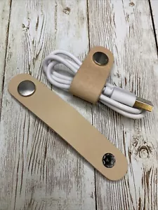 Set of 2 leather wire orgainizer, Wire clips, cable holders, cord wrap Handmade - Picture 1 of 3