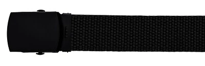 CINTURÓN DE TELA MILITAR DE LONA AJUSTABLE NEGRO HEBILLA DE METAL 36" 44" 56" 64" 72" Foto 1 de 3