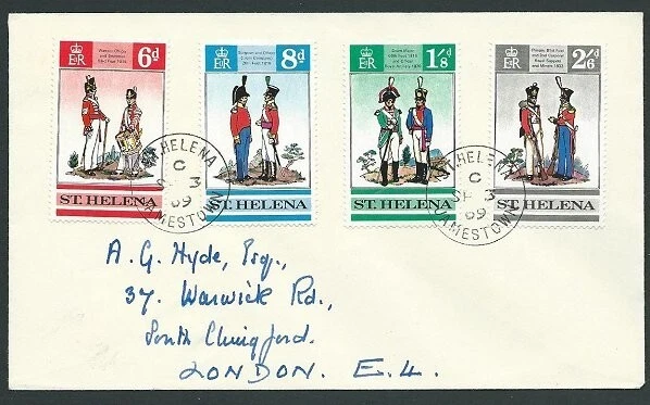 ST HELENA 1969 Uniforms set on FDC - JAMESTOWN cds.........................44123 - Image 1 of 1