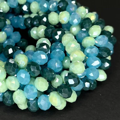 Glasperlen Glasschliffperlen Kristallperlen MINT TÜRKIS PETROL 8x6mm 65 Perlen - Bild 1 von 2