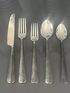 Pottery Barn Center RIDGE acciaio inox 5 pezzi cresta annerita posate rustiche ~XLNT~ - Foto 1 di 12