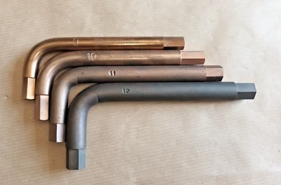 Juego de 4 herramientas de seguridad Ex MOD /|\ AMPCO, llaves hexagonales de cobre berilio 9 10 11 12 mm Foto 1 de 4