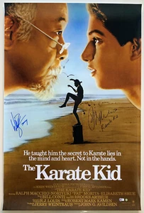 Karate Kid Autographed Movie Poster signed x 2 inscribed 24 x 36 Beckett BAS coa - Picture 1 of 3