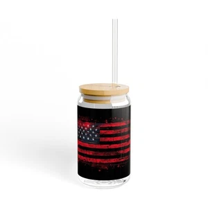 Vaso para sorber patriótico de neón con pajita bandera americana resistente, 16 oz - Imagen 1 de 5