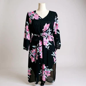 TS TAKING SHAPE Black Floral & Polka Dot Maxi Dress Plus Size L (20-22) - Picture 1 of 4