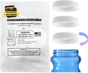 Tapas roscadas/atornillables para jarras de botellas de agua de 3 y 5 galones (paquete de 3) (53 mm, blanco) - Imagen 1 de 7