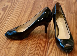 Cole Haan NikeAir Black Patent Leather Peep Toe US Size 7.5 AA - Picture 1 of 12