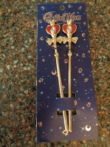 Sailor Moon Haarstäbchen Spirale Herz Mondstab Metall goldfarben Accessoire Neu - Bild 1 von 7