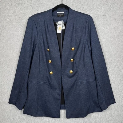 Lane Bryant Blazer Womens 18 Navy Blue Office Career Preppy Academia Stretch  - Image 1 of 4