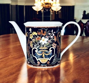 Villeroy & Boch INTARSIA Chateau Floral Black Bone China 5 Cup Coffee Pot - Foto 1 di 10