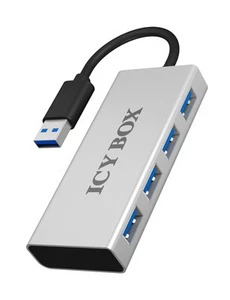 Icybox IB-AC6104 Aluminuium 4 Port USB 3.0 Hub with Integrated Cable - Photo 1/1