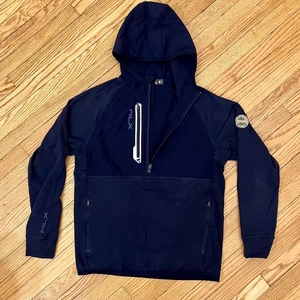 Felpa con cappuccio ibrida RLX Golf Ralph Lauren uomo S PGA patch golf pullover 1/2 zip blu - Foto 1 di 14