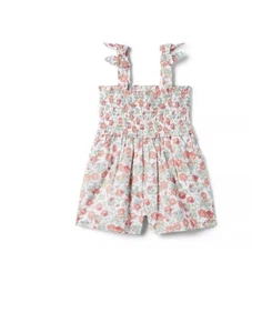 NWT Janie and Jack Floral Romper 16 Tops Shorts Bow Hair Barrette - Picture 1 of 8