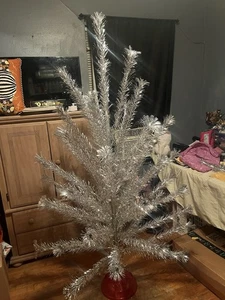 Vintage MCM 5ft Aluminum Christmas Tree 48 Pom Pom Branches - Picture 1 of 18