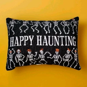 HALLOWEEN GOTHIC PILLOW Very SOFT Velvety Material Skeletons 12x17 - Picture 1 of 5