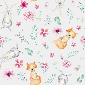 0,5 m French Terry, Sweat Stoff Eichhörnchen Hase lichtgrau - Bild 1 von 2