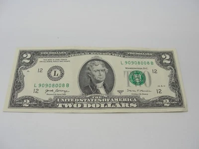 2017A TWO DOLLAR BILL WITH UNIQUE SERIAL NUMBER Z2708 - Image 1 of 3