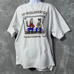 Texas Woodcarvers Guild T-Shirt 2XL Gray 2003 Fredericksburg Yellow Anvil Tag - Picture 1 of 8
