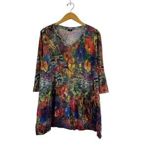 Tunica donna Shana Art To Wear colore acqua pieghevole tasca astratta Artsy taglia LG - Foto 1 di 10