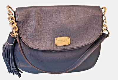 Michael Kors Blue Soft Leather Bedford Tassel Shoulder Bag NEW - Image 1 of 4