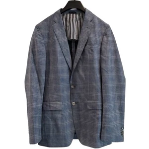 Hugo Boss Wool Blazer Blue Plaid Sport Coat Men’s Size 40L Preppy Academia Style - Picture 1 of 7