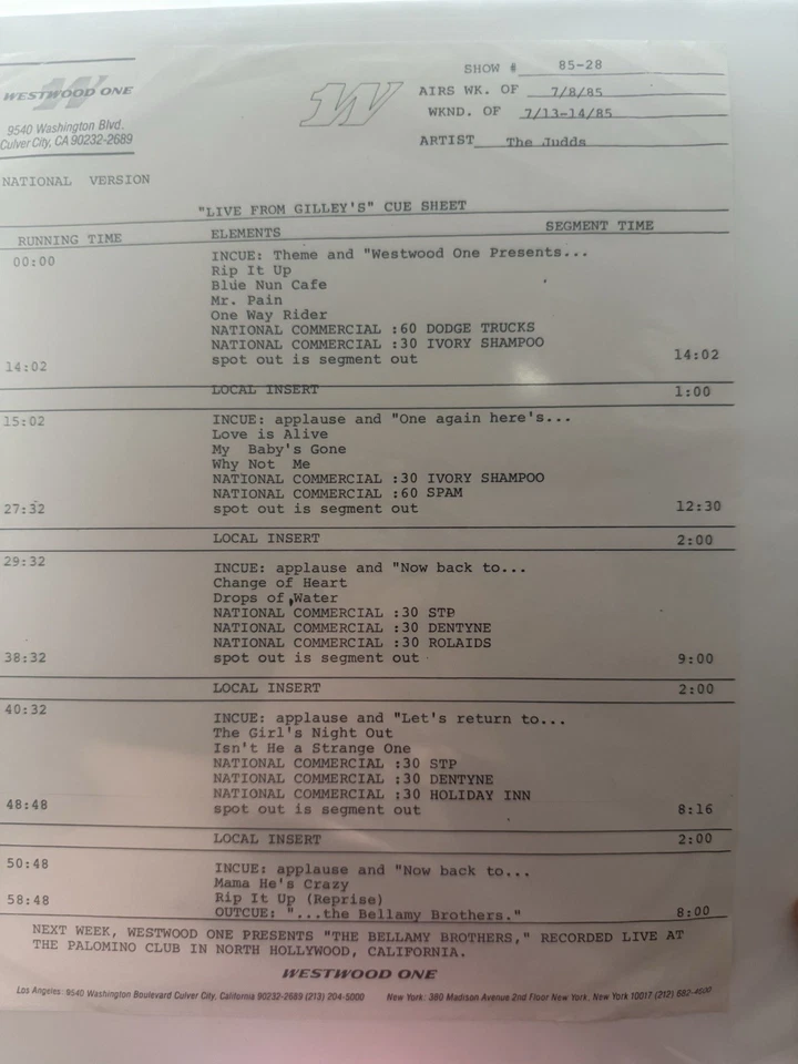 The Judds - Wynonna & Naomi - Live At Gilley’s - Vinyl LP W/ Cue Sheet! - RARE! - Image 1 of 3