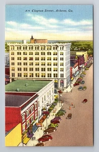 Athen GA-Georgia, Clayton Street, Antenne, Antik, Vintage Souvenir Postkarte - Bild 1 von 2