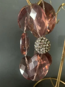 Acrylic Faceted Gem Beaded Mauve Double Strand Large Rhinestone Ball Bracelet - Picture 1 of 9