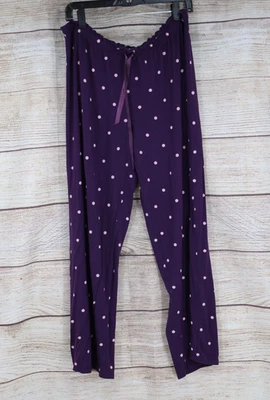 Alfani Intimates Womens Size Large Pull On Polka Dot Pajama Pants Purple Plum - Image 1 of 4